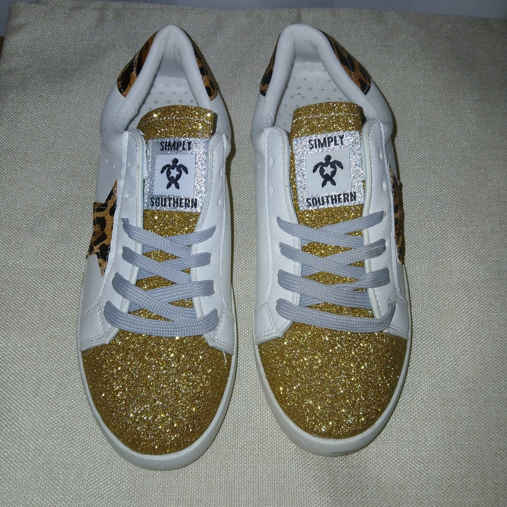 Simply Southern Gold and White Sneakers